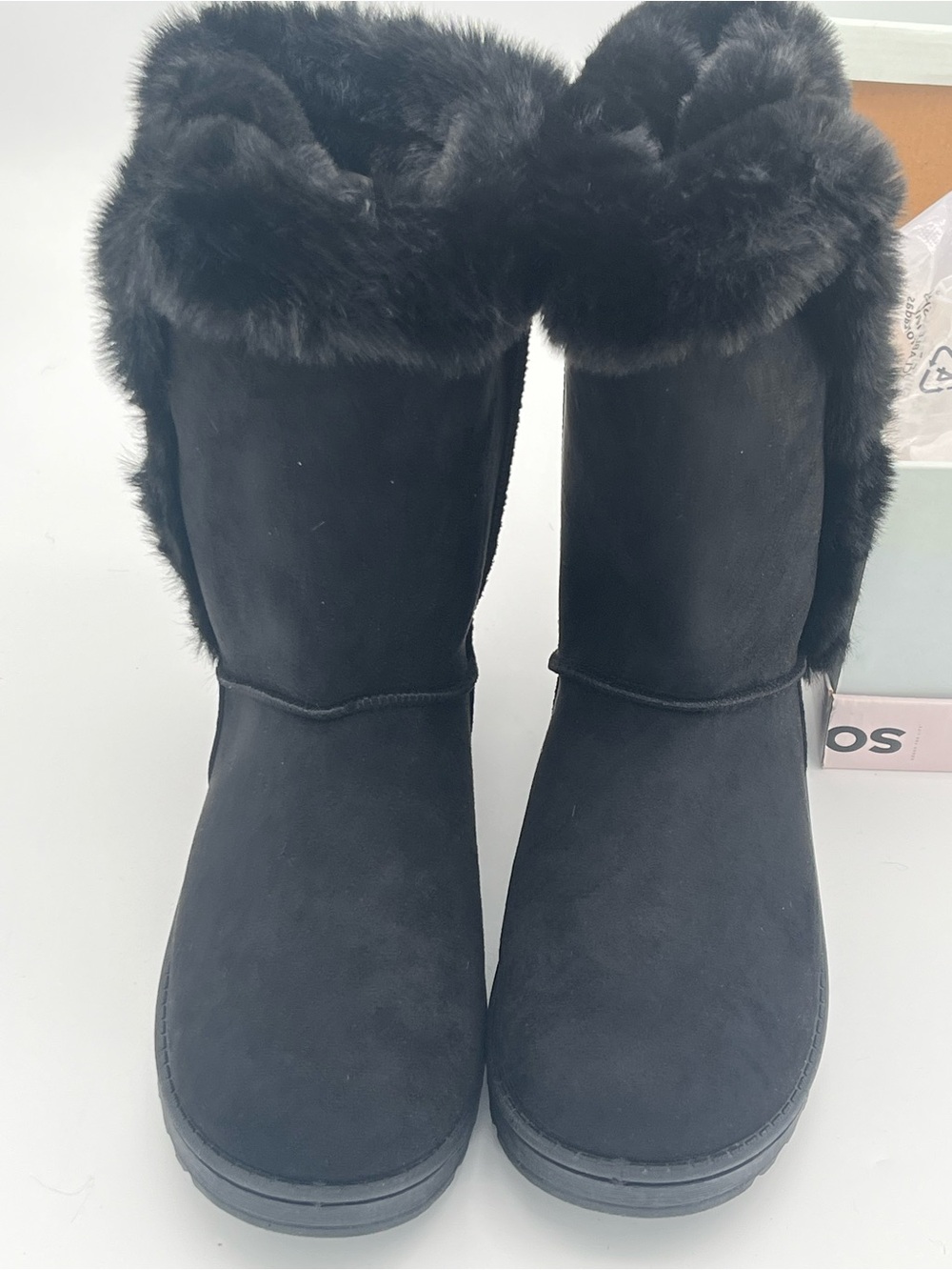 Kohl's SO Black Faux Fur Trim Abigail Winter Boots for Women size 10 NEW